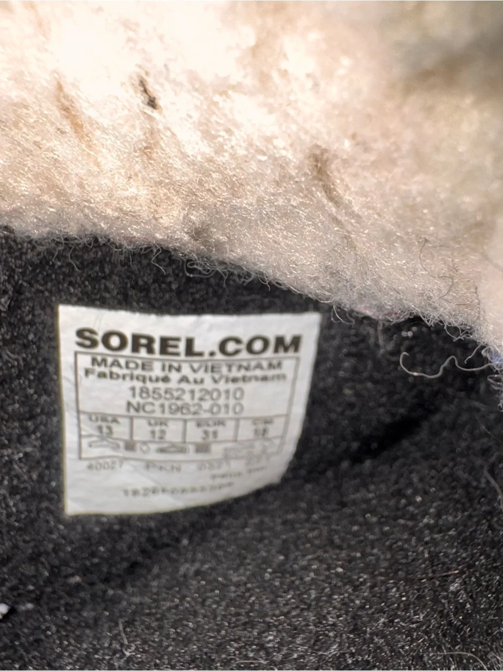 Sorel Kids Black Rain & Cream Faux-Fur Trim Boot